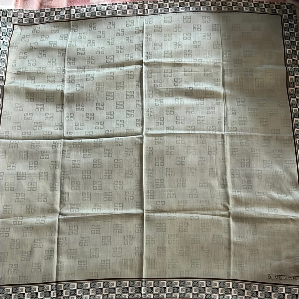Givenchy Monsieur Green Logo Pattern Cotton Handkerchief/Scarf